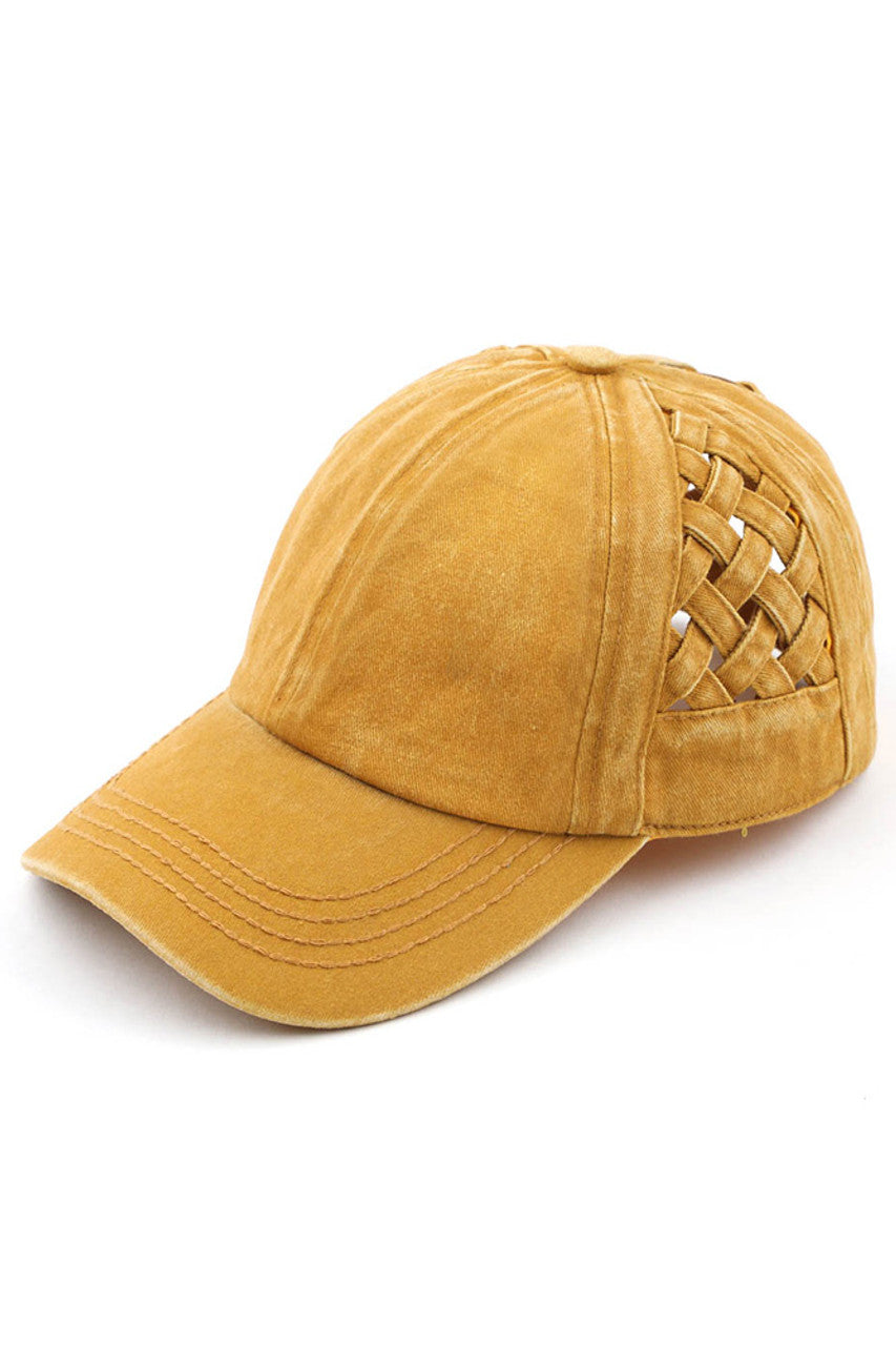 Basket-Weave Criss-Cross Ponytail Cap