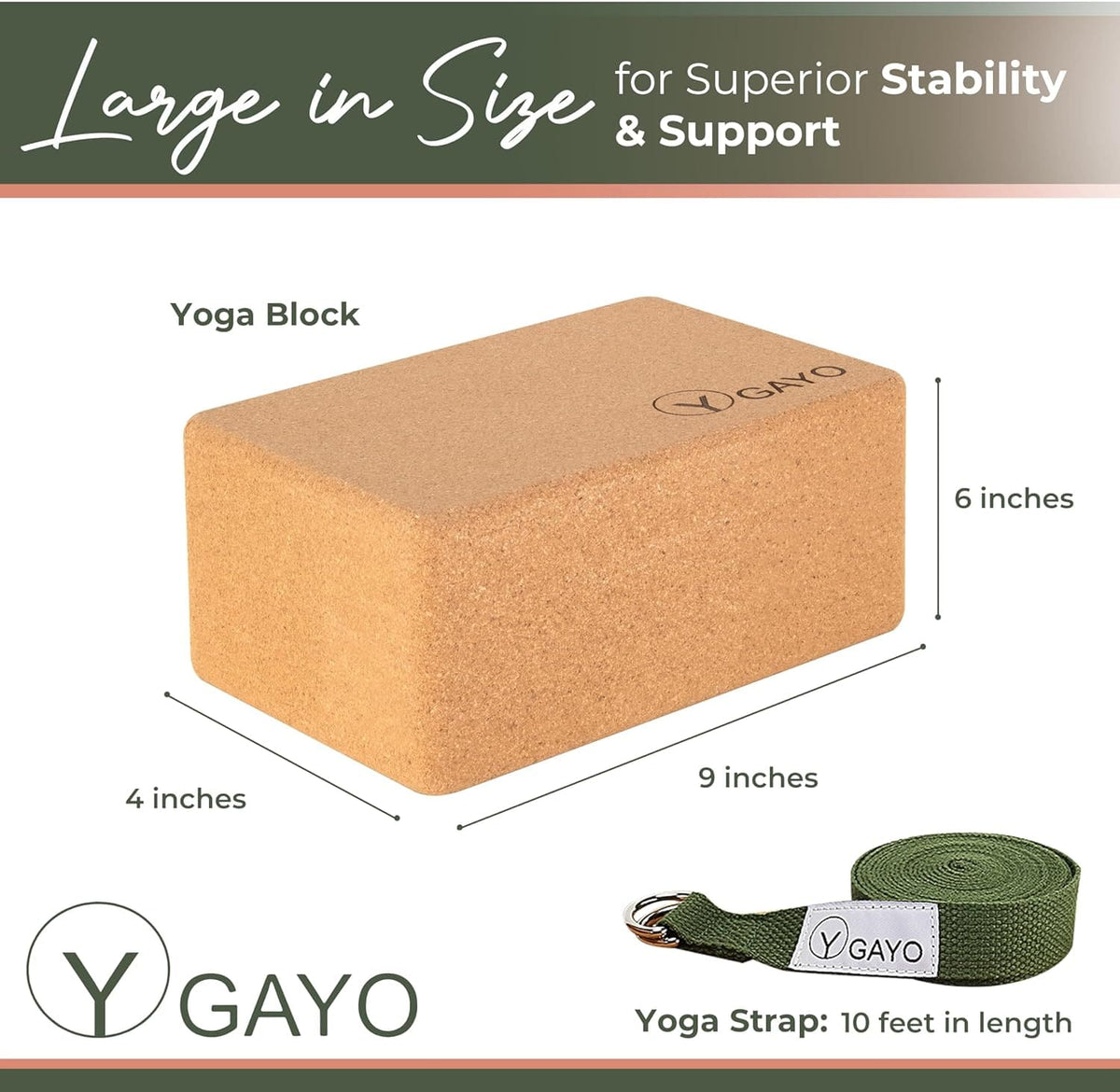Large Cork Yoga Blocks & Strap Set