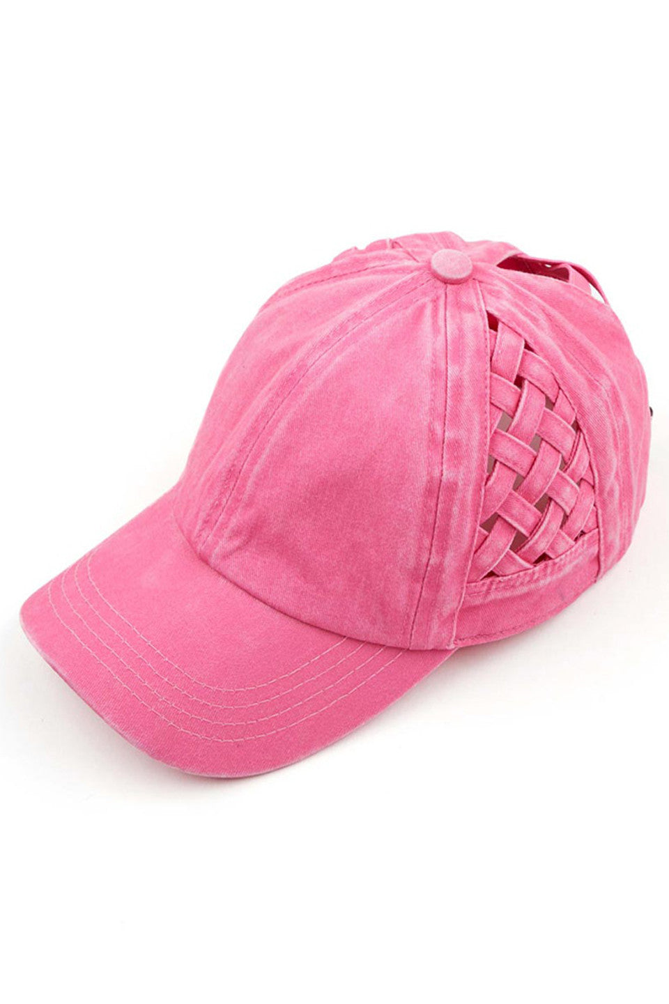 Basket-Weave Criss-Cross Ponytail Cap