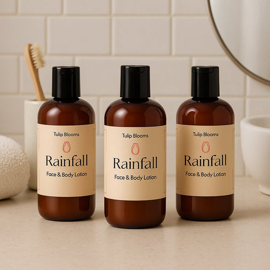 Rainfall Botanical Lotion Flight: Garden & Grove   Lavender, Rose Geranium, Sweet Orange