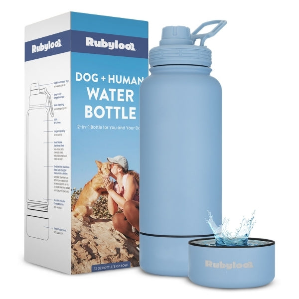 2-in-1 Dog + Human Water Bottle with Detachable Dog Bowl