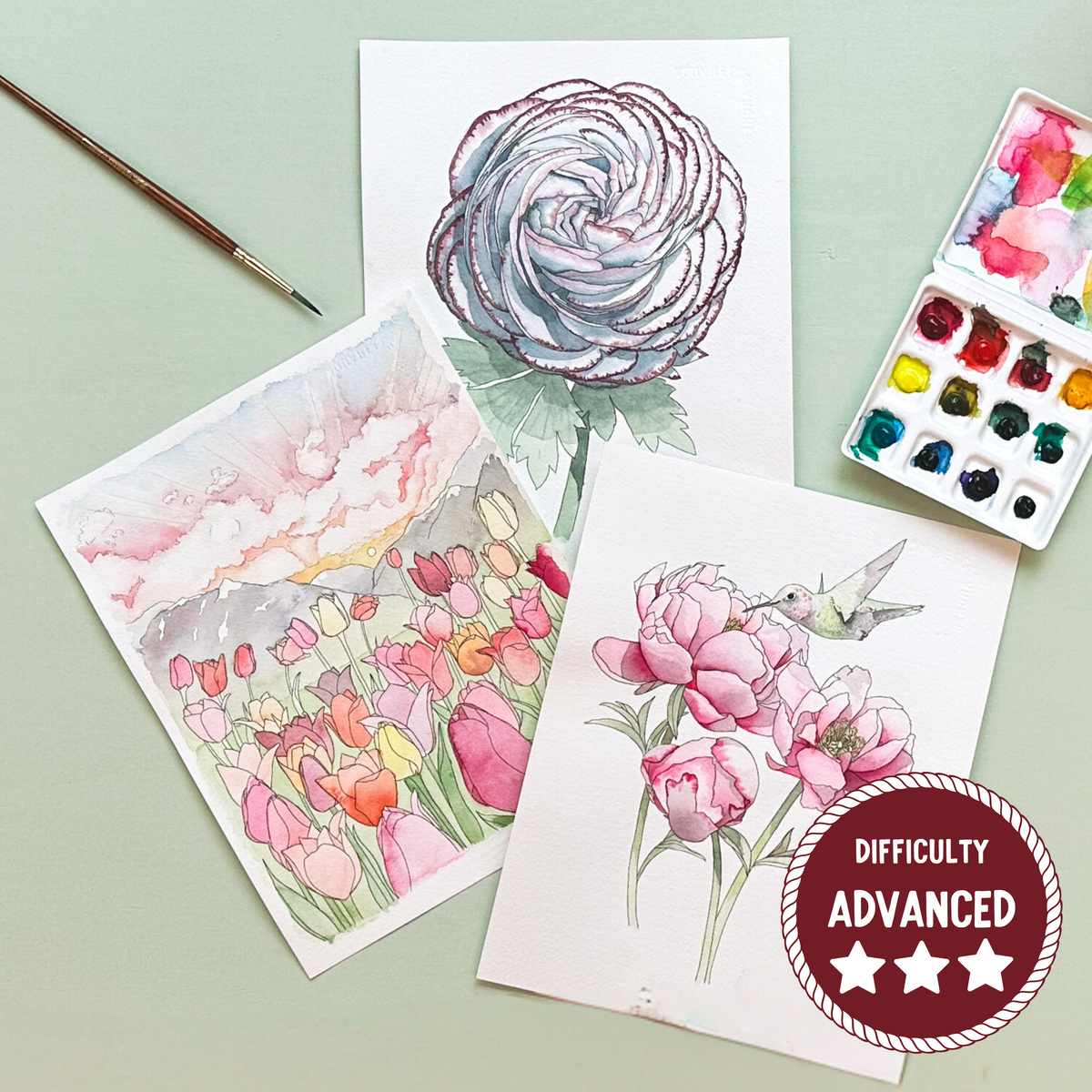 Spring Florals Watercolor Painting Kit | Large