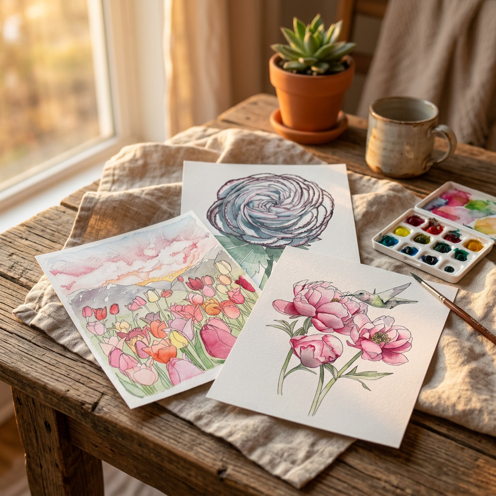Spring Florals Watercolor Painting Kit | Large