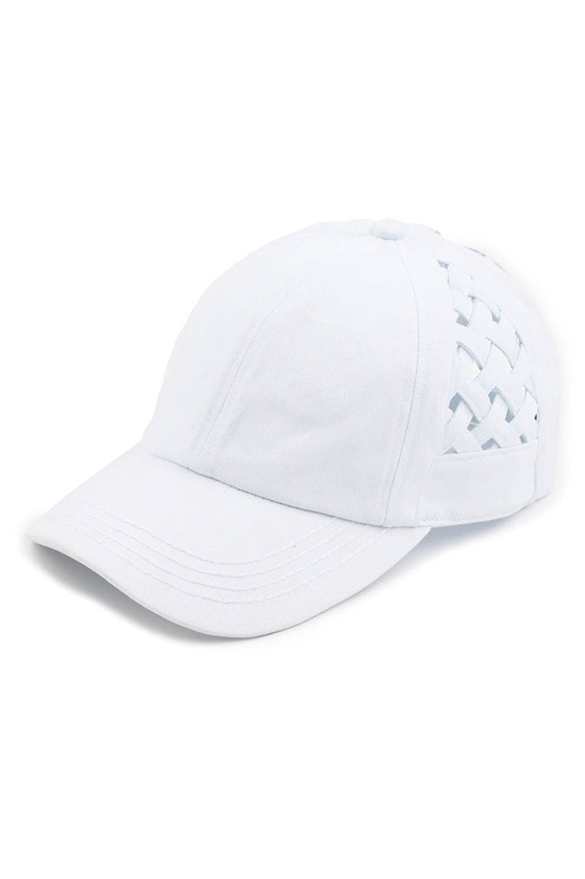 Basket-Weave Criss-Cross Ponytail Cap