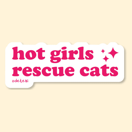Hot Girls Rescue Cats Vinyl Sticker