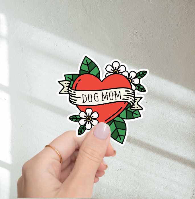 Dog Mom Tattoo Heart Vinyl Sticker