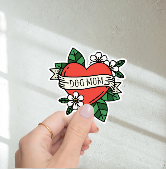 Dog Mom Tattoo Heart Vinyl Sticker