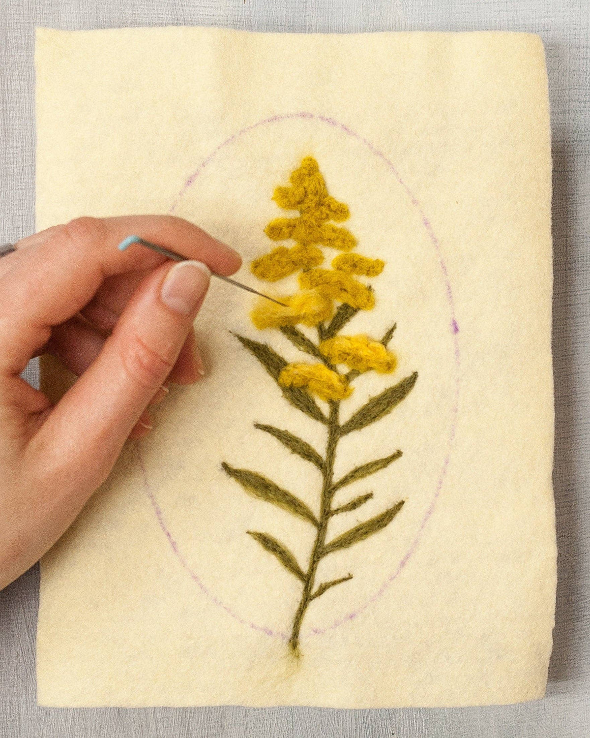 Goldenrod Wall Hanging Needle Felting Kit -  Beginner - Made in USA