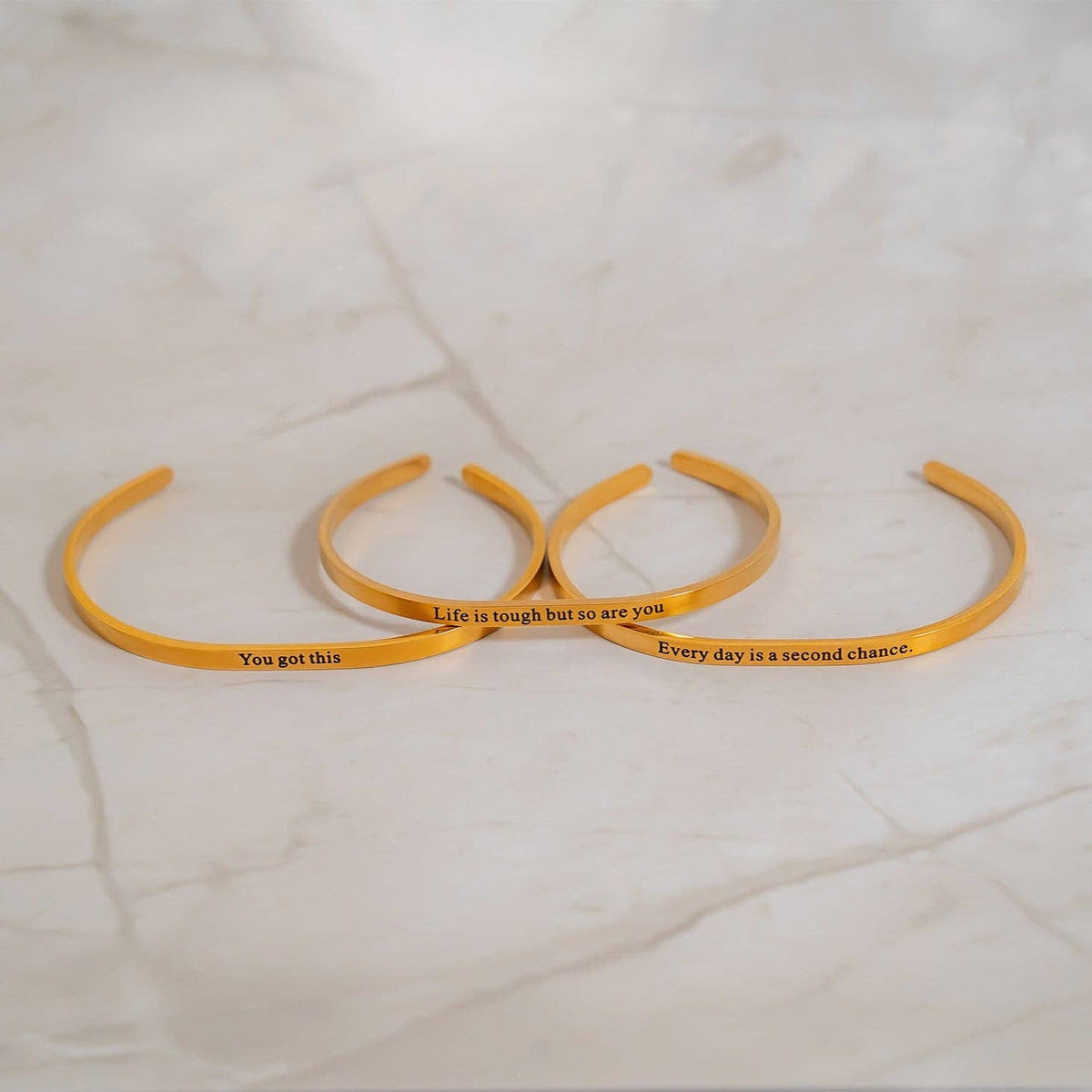 Every day is a second chance. Engraved Bracelet: Stainless - Made in USA