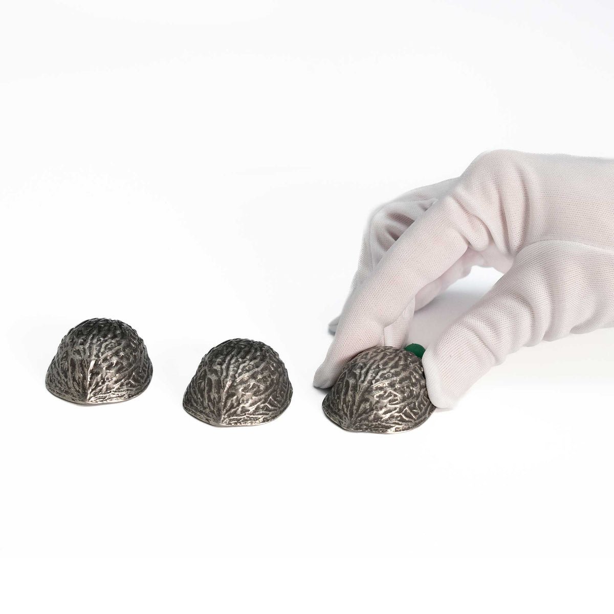 Antique Silver-Finish Three Shell Game Set