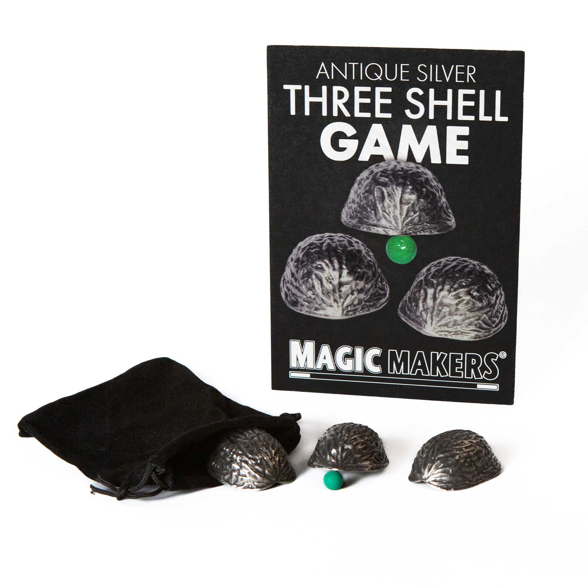 Antique Silver-Finish Three Shell Game Set