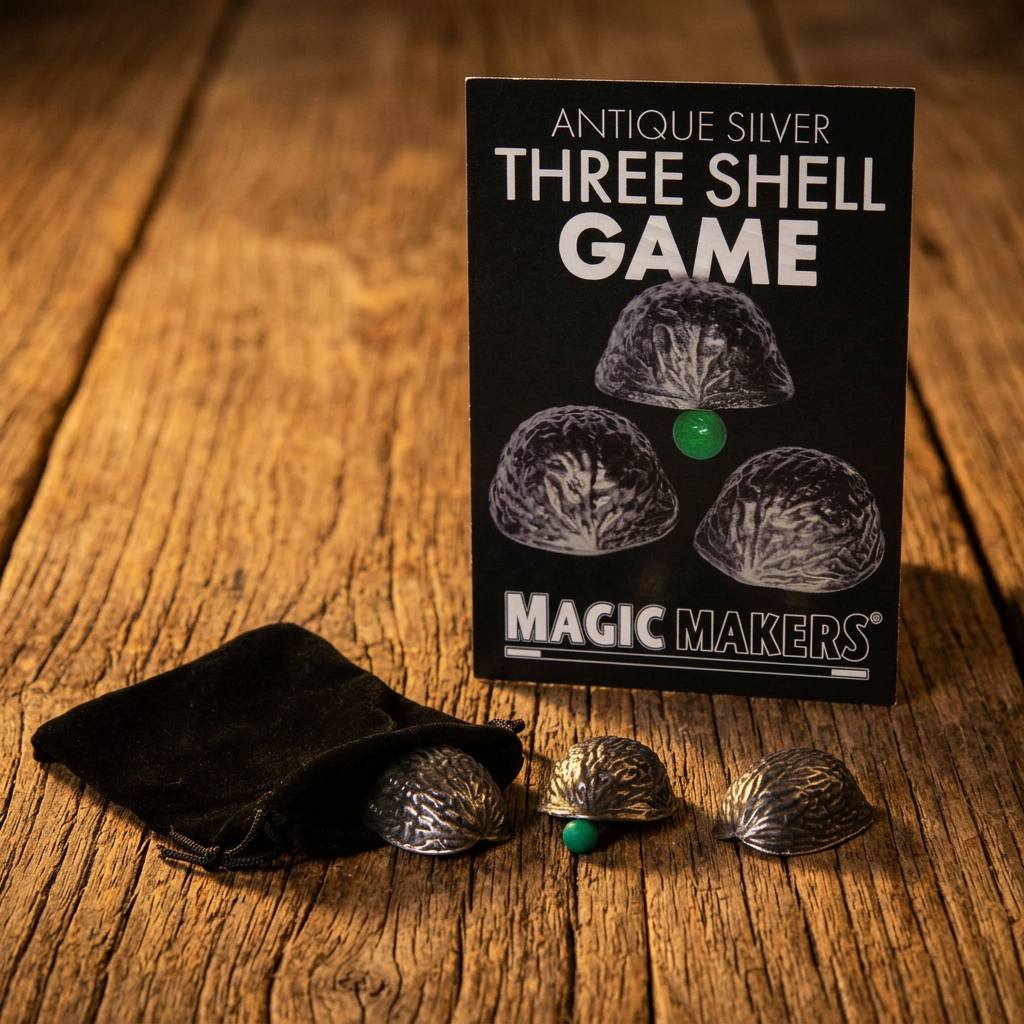 Antique Silver-Finish Three Shell Game Set