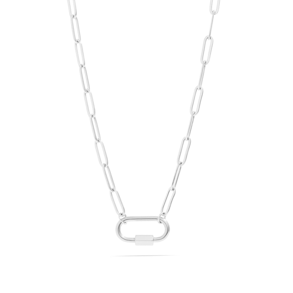 18K Gold PVD Paperclip Carabiner Necklace: Gold