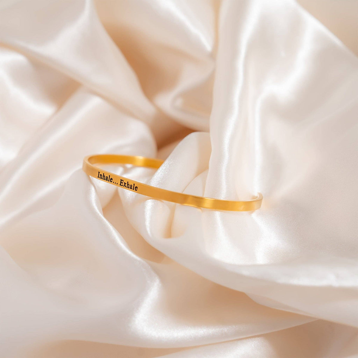 Inhale Exhale Engraved Bracelet: Stainless - Made in USA