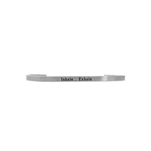 Inhale Exhale Engraved Bracelet: Stainless - Made in USA