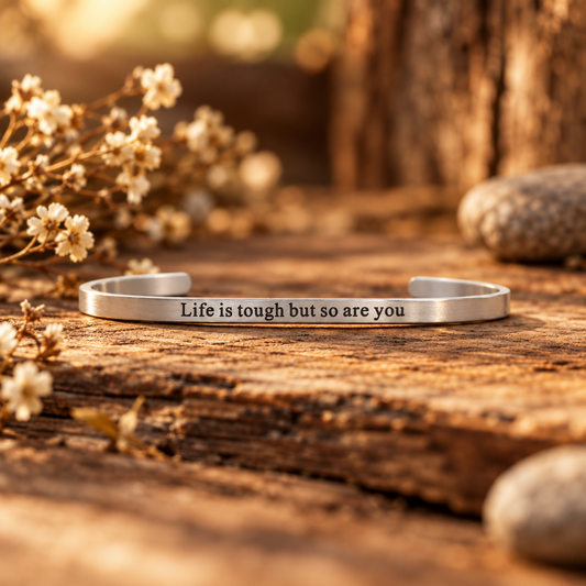 Life is Tough So Are You Engraved Bangle: Stainless - Made in USA