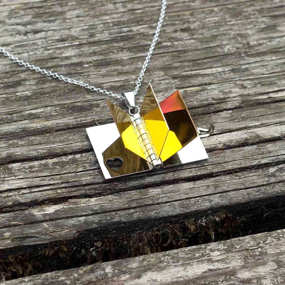 Tiny Book Pendant Necklace with Pages