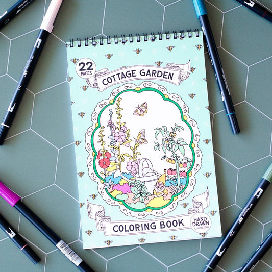 Cottage Garden Premium Coloring Book - Made in USA