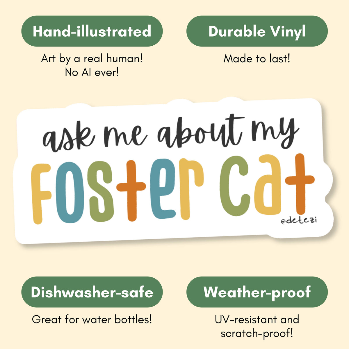 Ask Me About My Foster Cat Vinyl Sticker