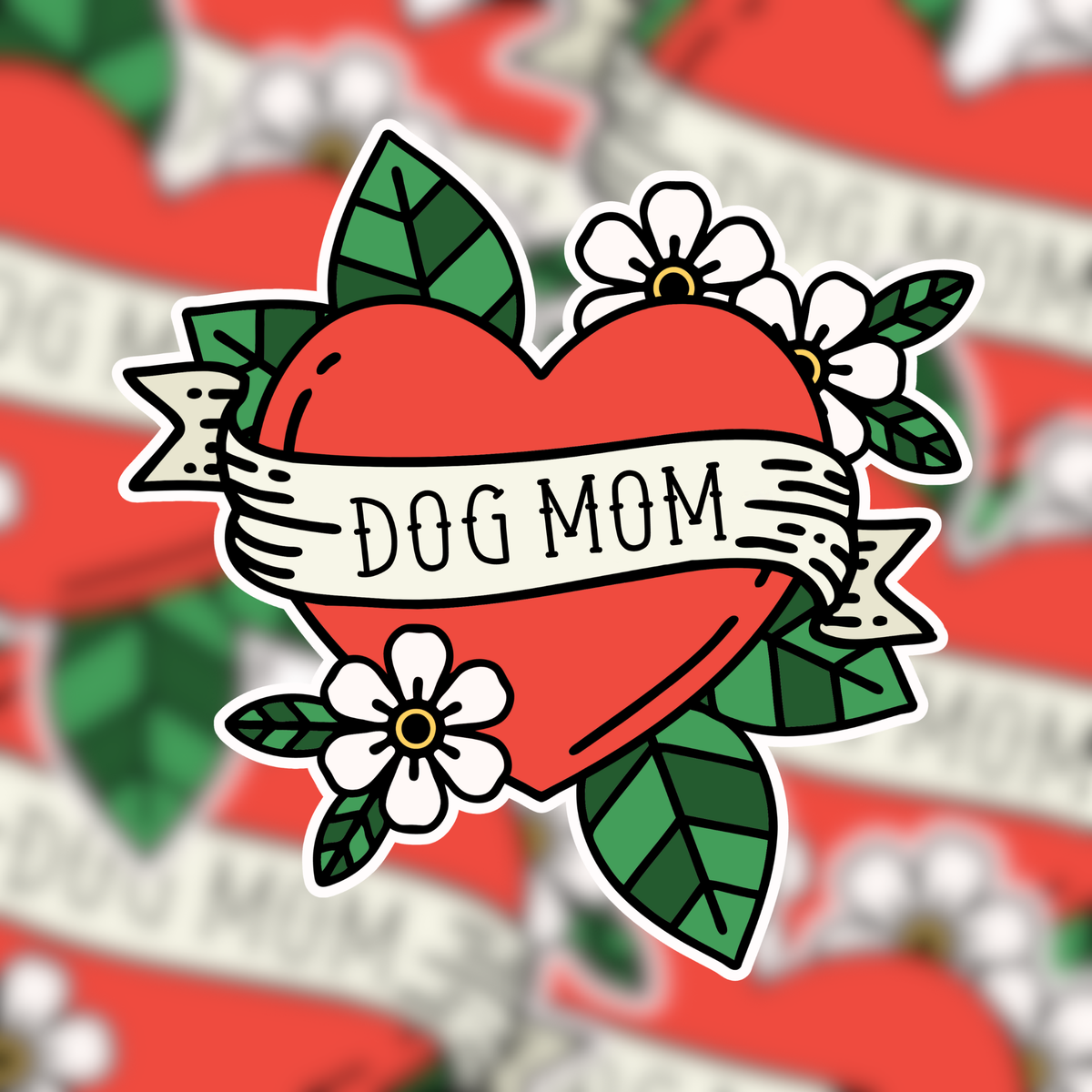 Dog Mom Tattoo Heart Vinyl Sticker