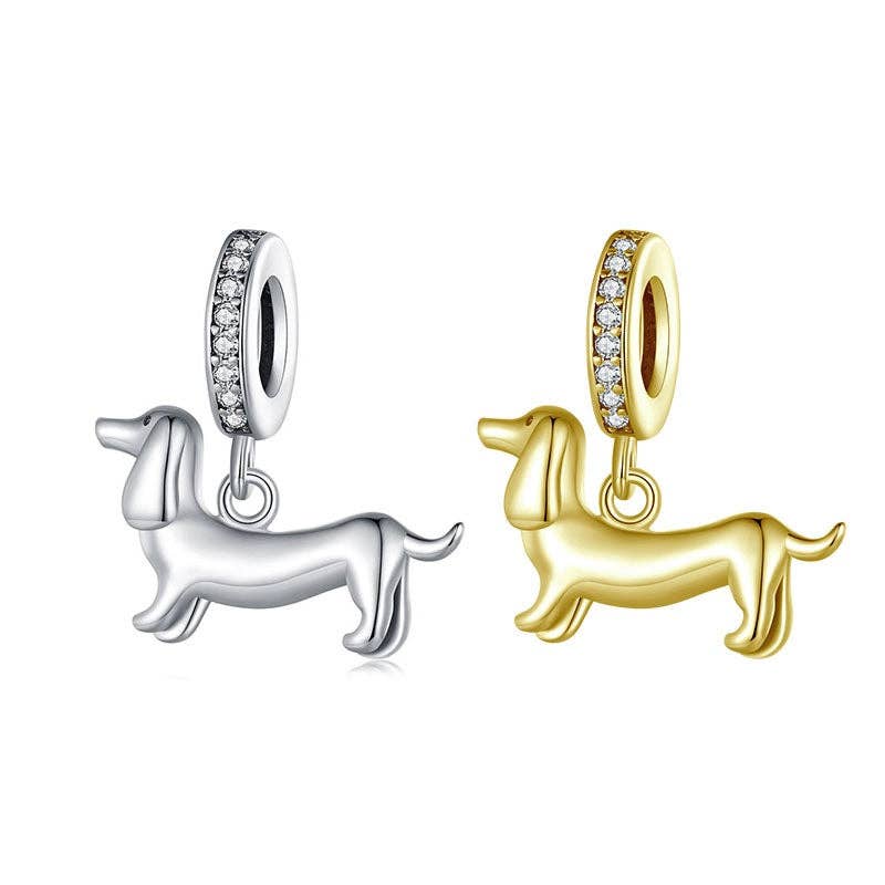 The Dog Who Follows You Everywhere Dachshund Necklace Hypoallergenic White Gold Plated