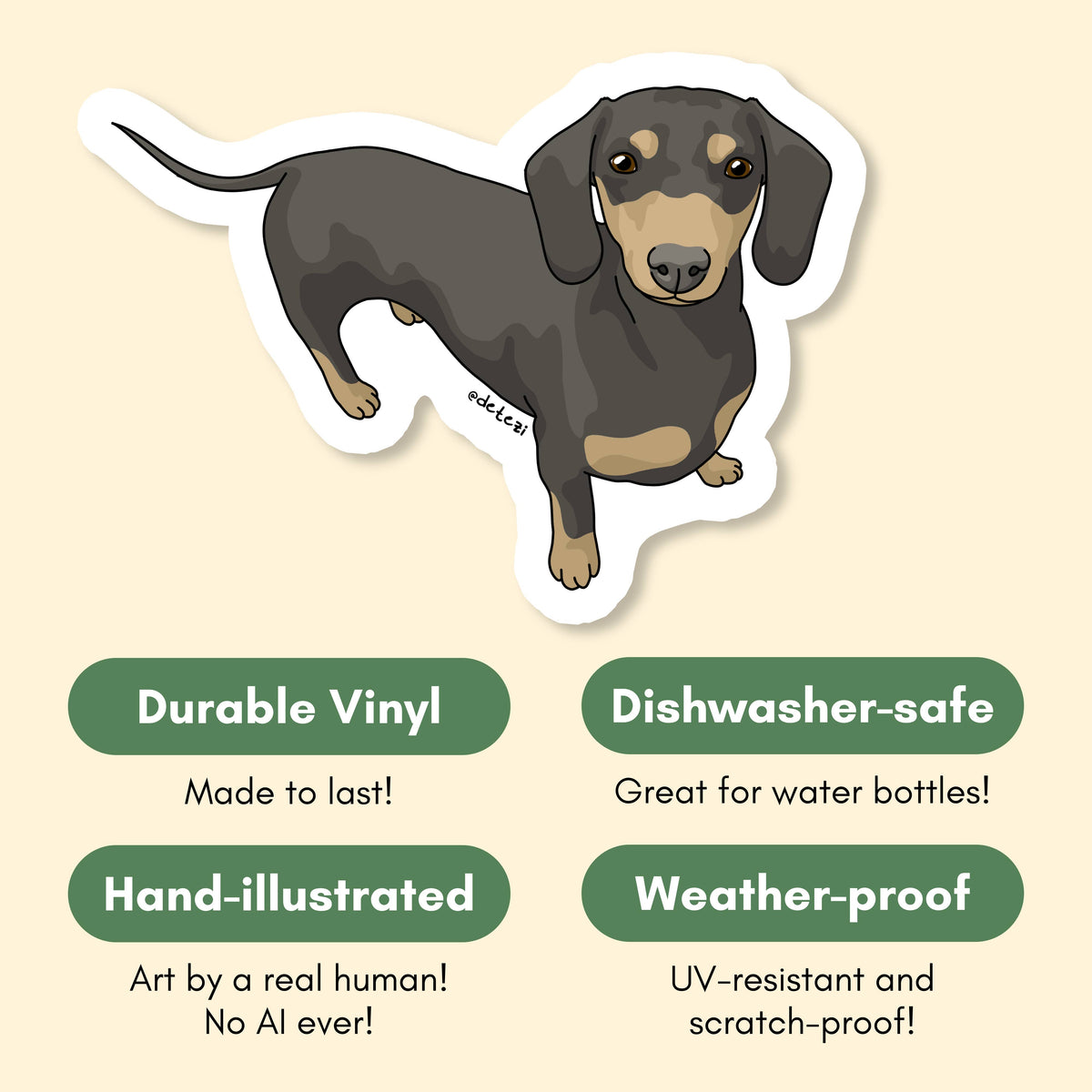 Black and Tan Dachshund Vinyl Sticker