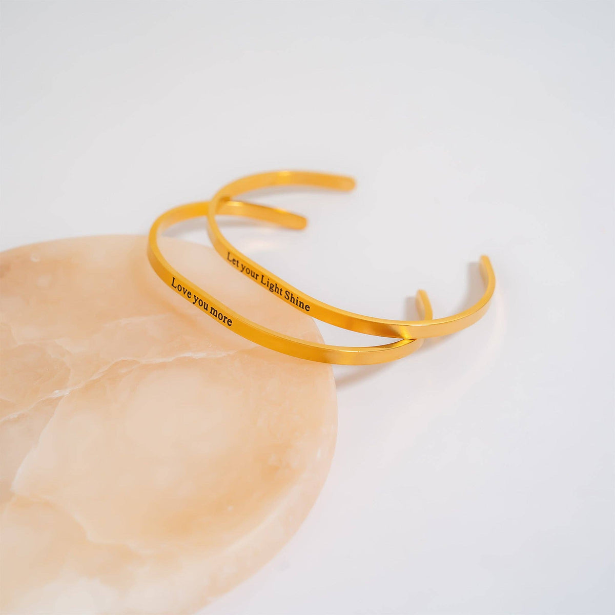 18K Gold PVD Stainless Steel Let your Light Shine Bracelet: Gold - Made in USA