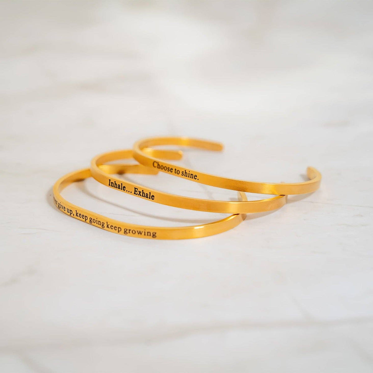 Inhale Exhale Engraved Bracelet: Stainless - Made in USA