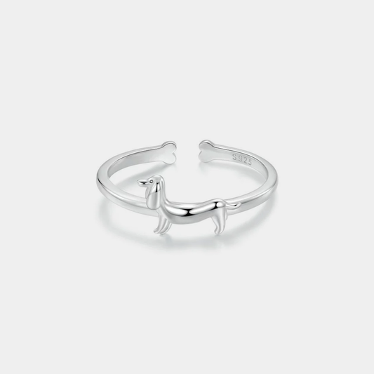 Dachshund Dog Bone Stacking 925 Sterling Silver Ring - Made in USA