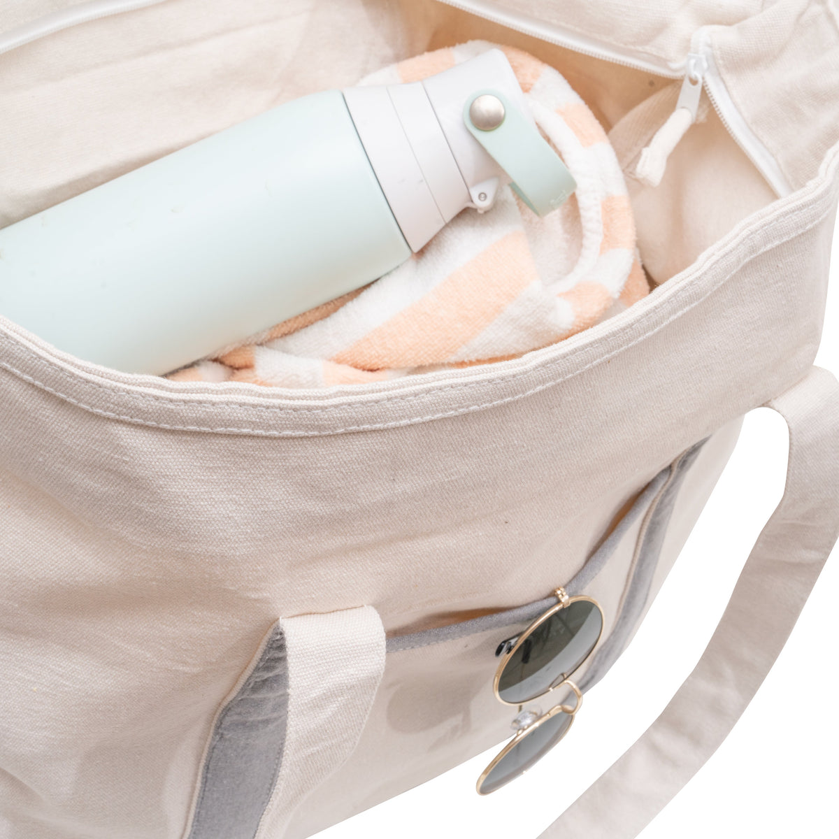 Large Organic Cotton Canvas Tote with Zipper