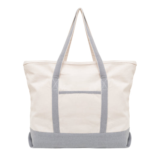 Large Organic Cotton Canvas Tote with Zipper