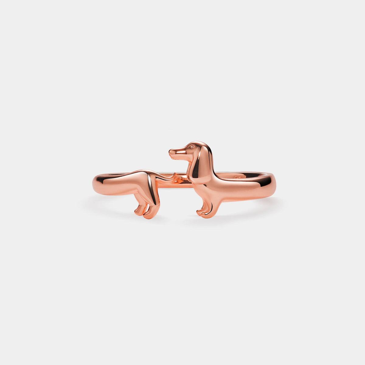 Dachshund Dog Stacking Band Ring in 925 Sterling Silver Gold Plated - Made in USA