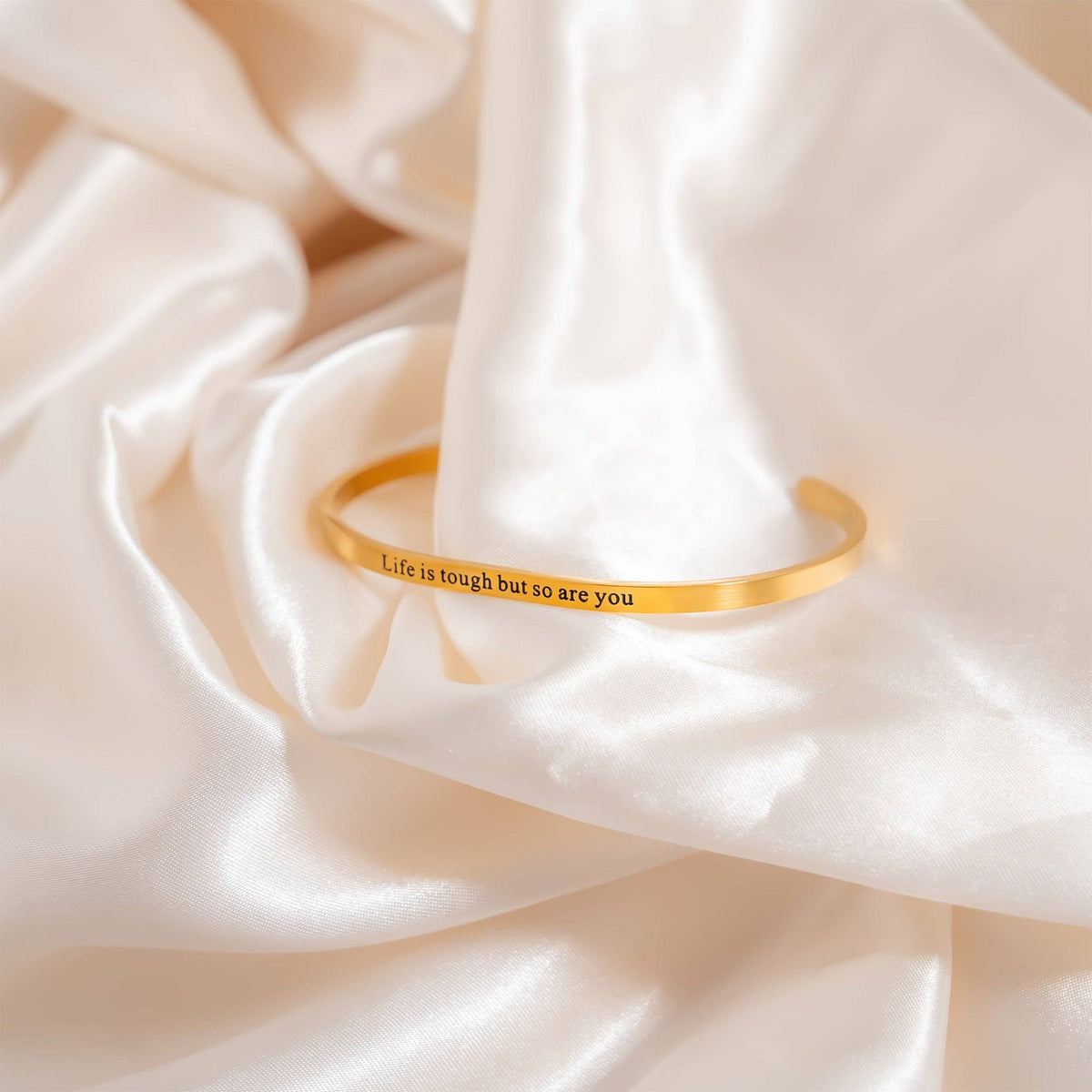 Life is Tough So Are You Engraved Bangle: Stainless - Made in USA