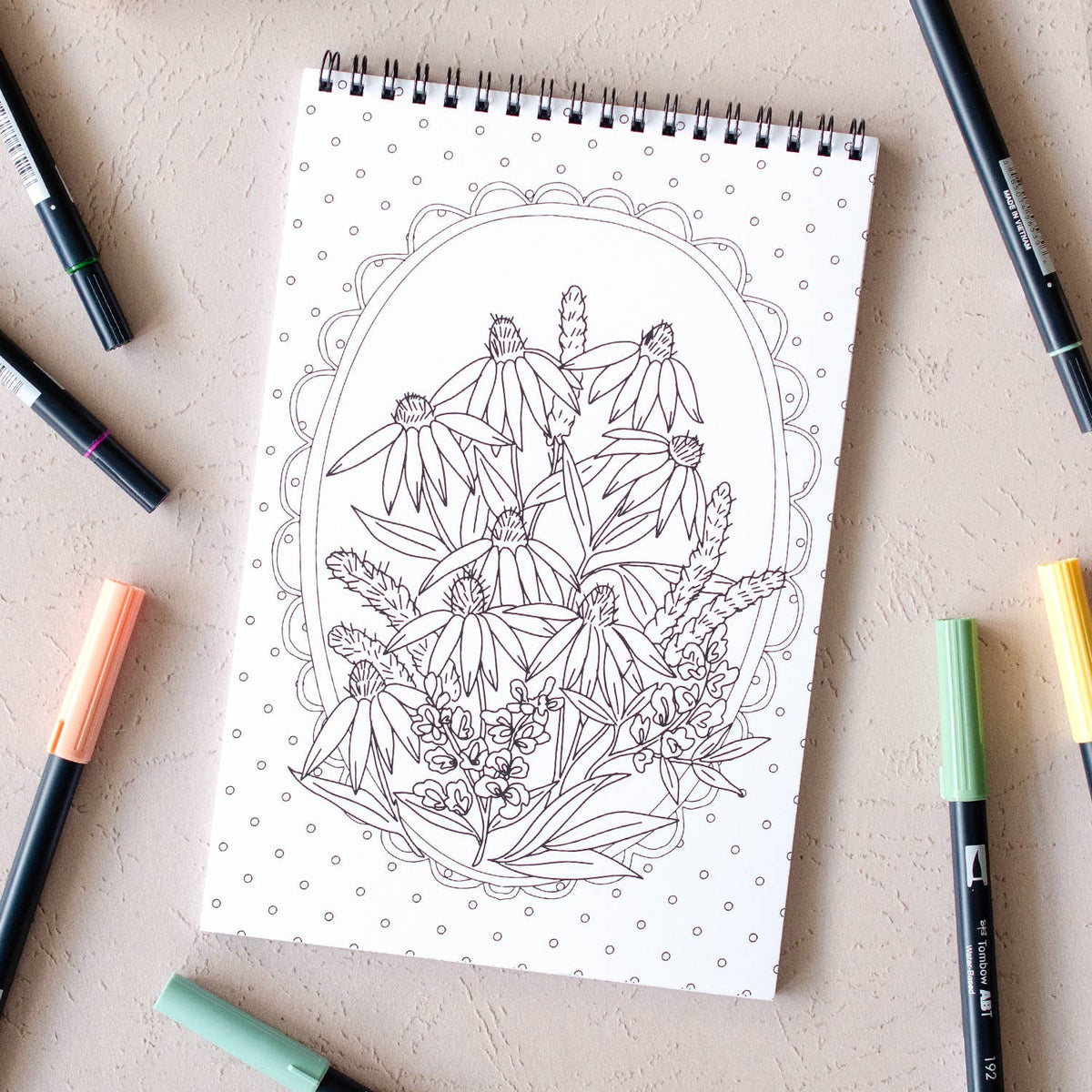 Wildflowers Premium Coloring Book - Made in USA