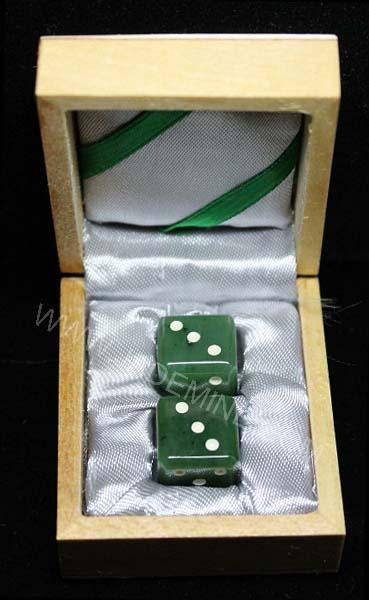 Lucky Jade Dice Set with Wood Display Box
