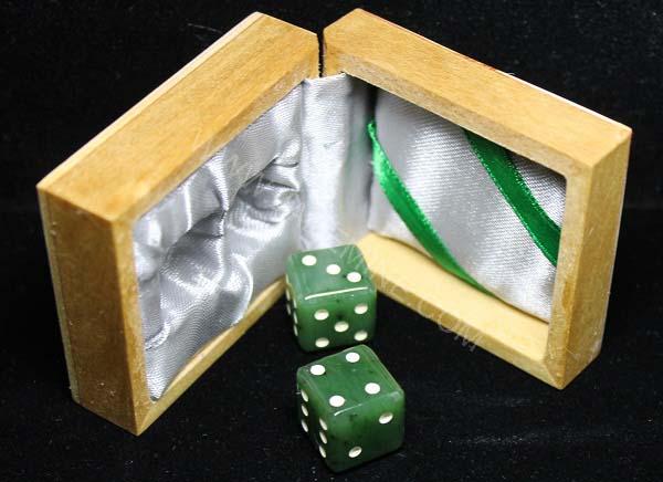 Lucky Jade Dice Set with Wood Display Box