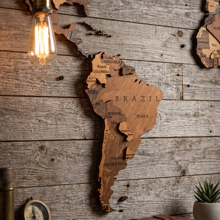 Choco World Map | Wooden Wall Decor Kit