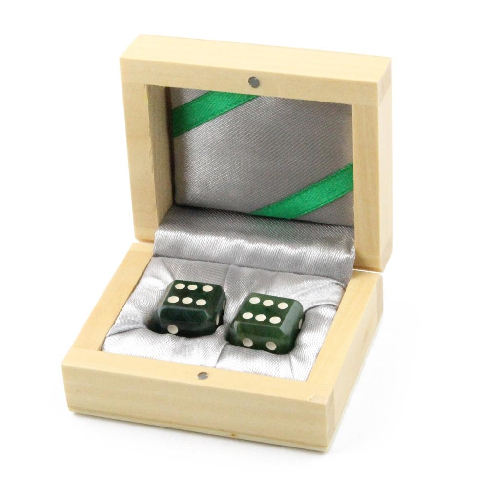 Lucky Jade Dice Set with Wood Display Box