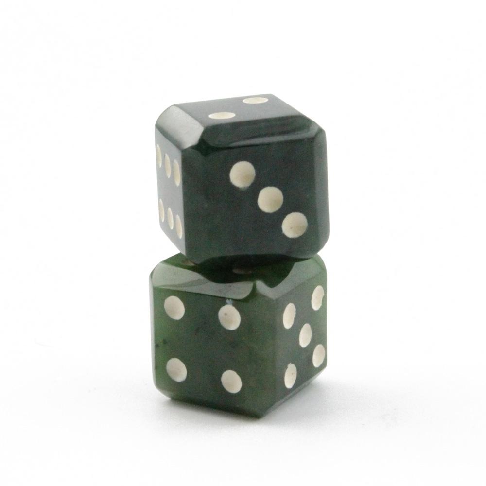Lucky Jade Dice Set with Wood Display Box