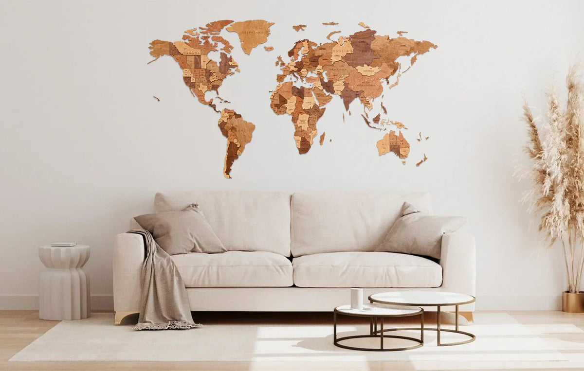 Choco World Map | Wooden Wall Decor Kit