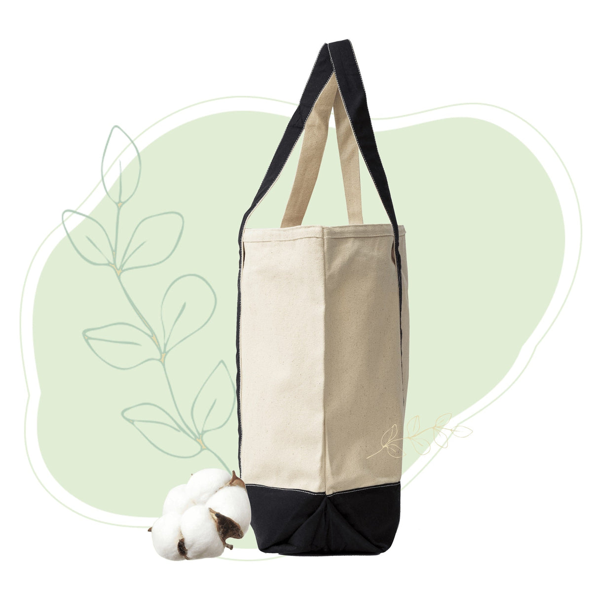 Large Organic Cotton Canvas Tote with Zipper