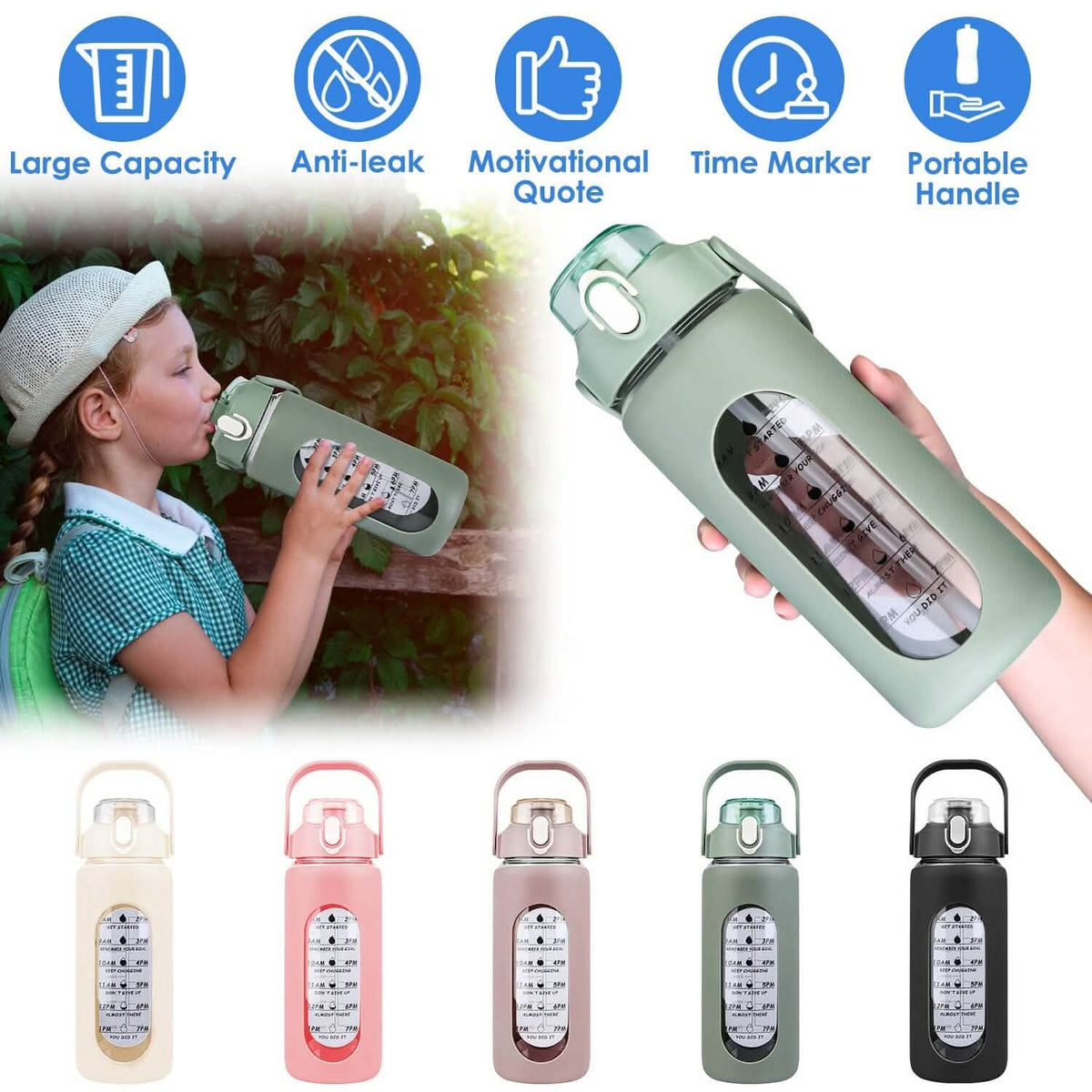 Glass Time-Marker Water Bottle
