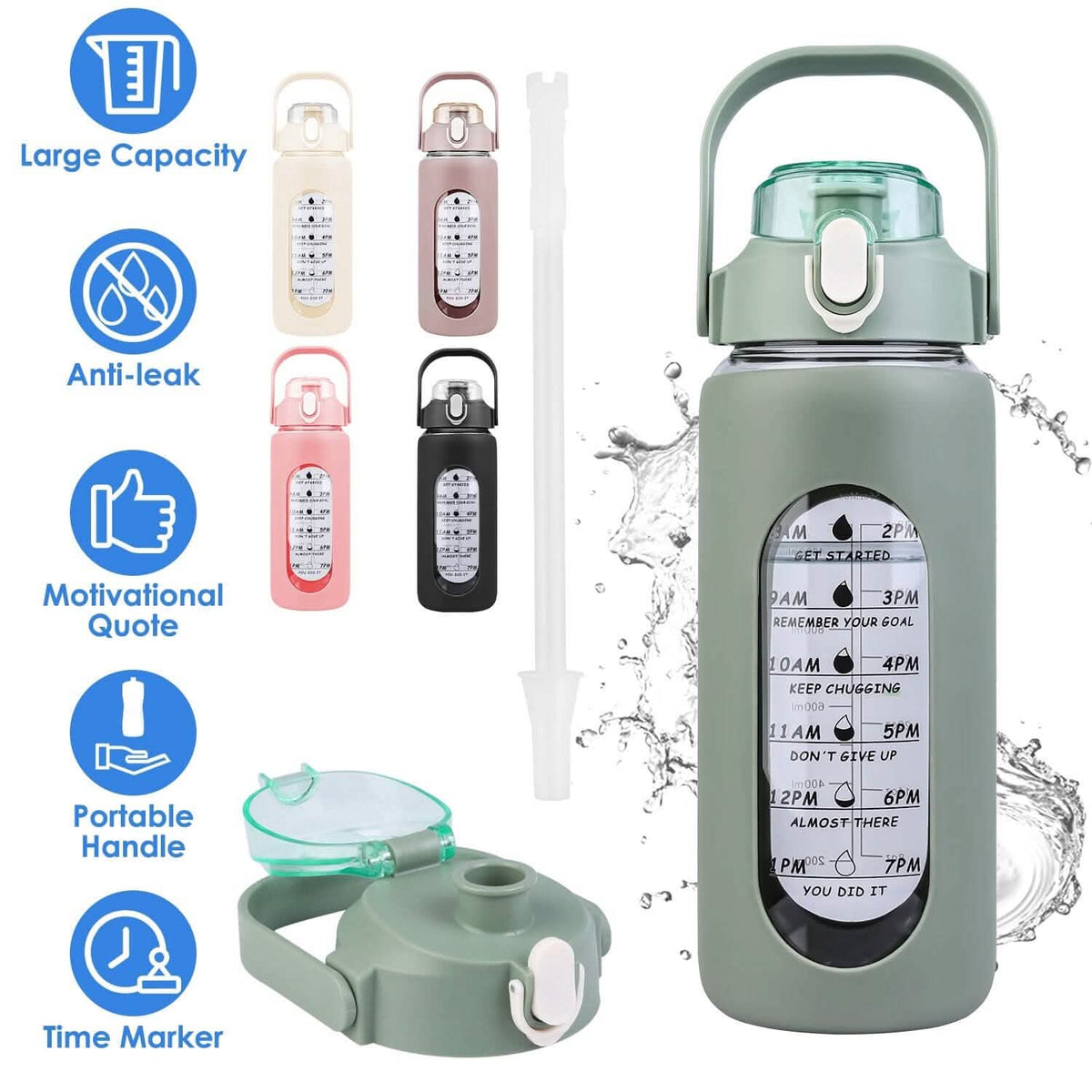 Glass Time-Marker Water Bottle