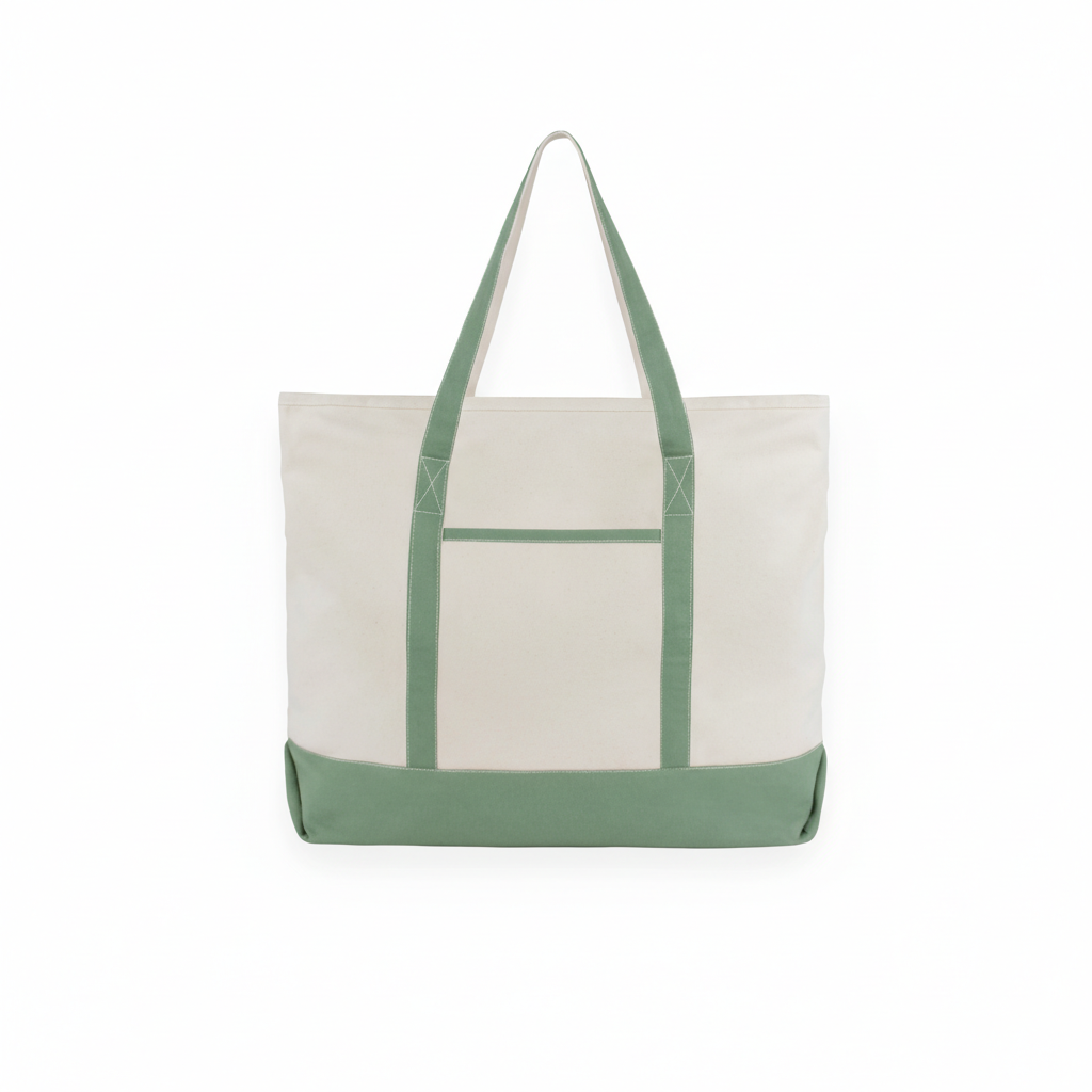 Large Organic Cotton Canvas Tote with Zipper